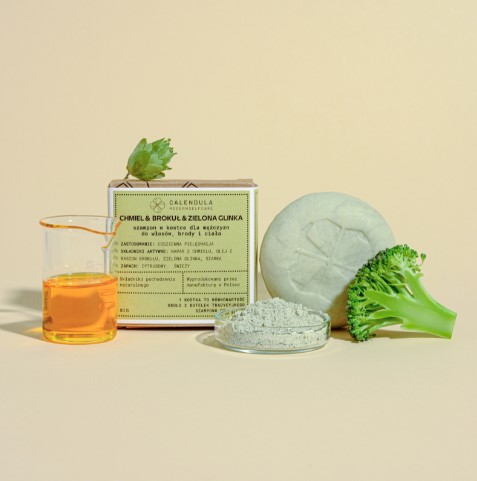 Calendula szampon w kostce dla mężczyzn 3w1 (chmiel, brokuł, glinka) 80g
