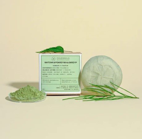 Calendula MSC delikatny szampon w kostce matcha & pokrzywa & skrzyp 80g