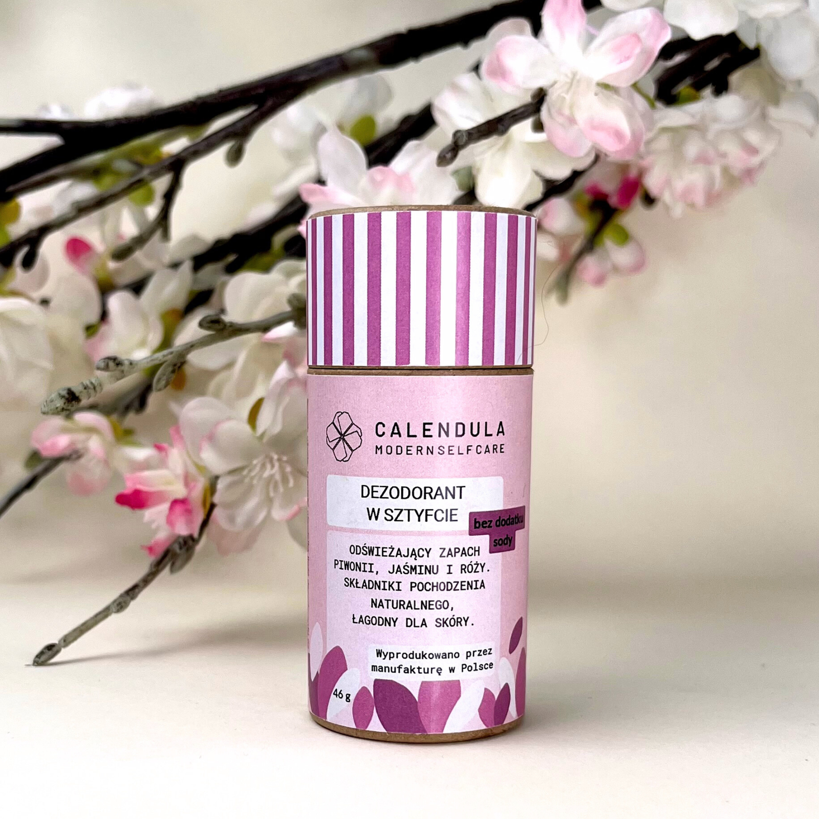 Calendula MSC naturalny dezodorant bez sody, w sztyfcie (piwonia, jaśmin, róża) 46g - obrazek 2